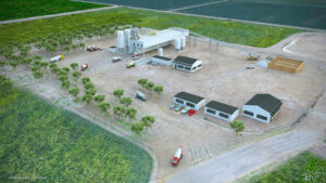 Ready mix concrete plant - 3D CAD aerial view