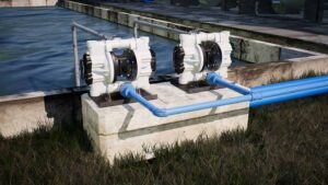 All Pumps Argentina pumps showcase video. This is a frame from that video, showing a Sandpiper HDF20 pump in action.