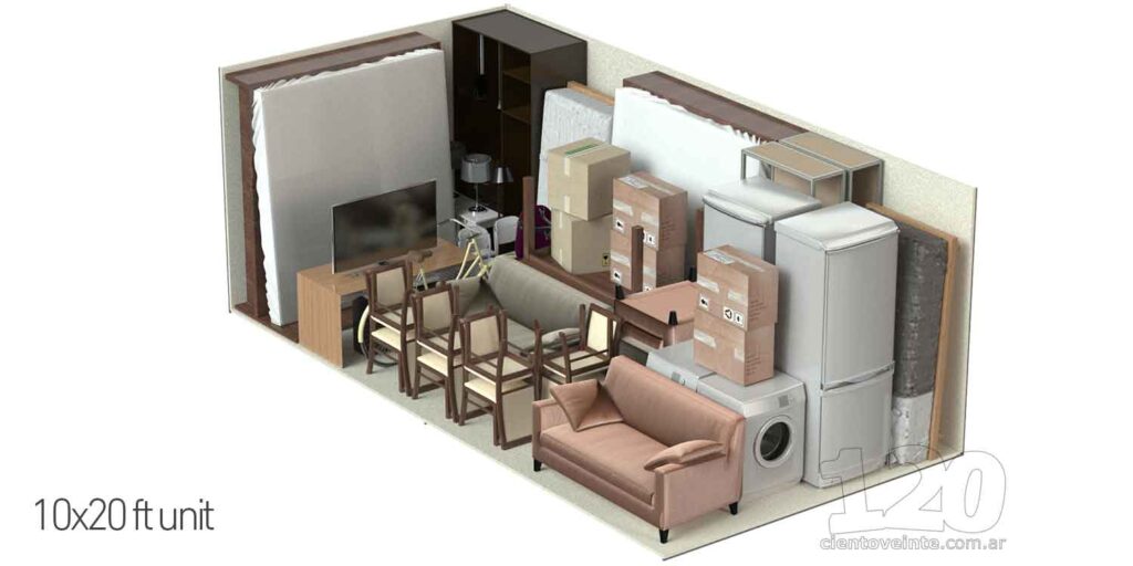 Storage units 10x20 3D CAD render