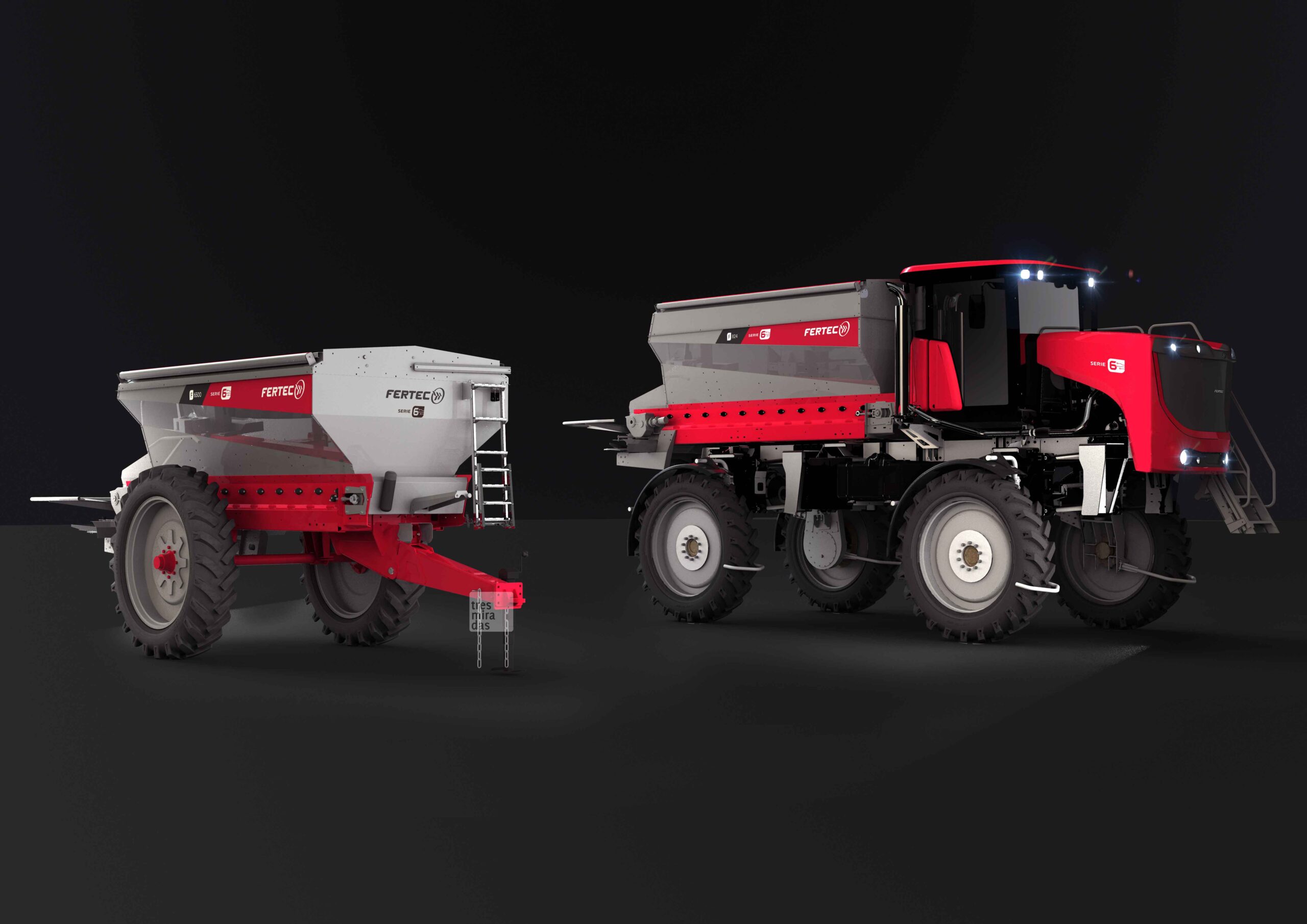Fertec's new self propelled and towed fertilising machines. Product render